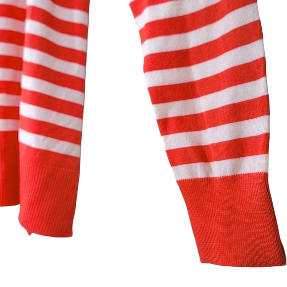 Jamison Evereve NWT Blood Orange White Striped Cold Shoulder Sweater Size Large - Picture 4 of 10